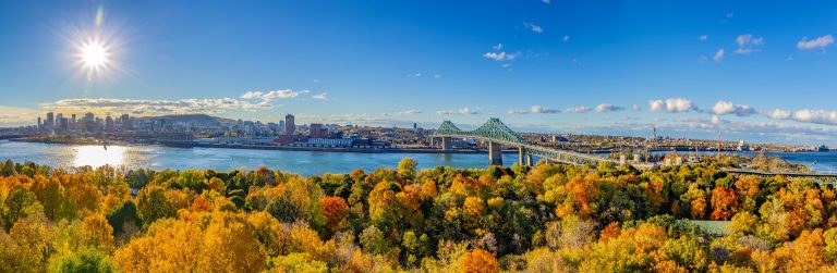 Vue panoramique de Montréal et du fleuve