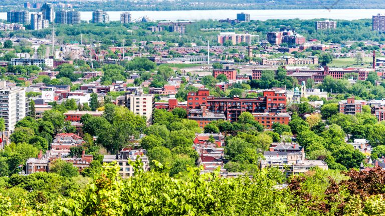 Vue aérienne du sud-ouest de Montréal habitation logement housing / pour Signes vitaux iniquités territoriales